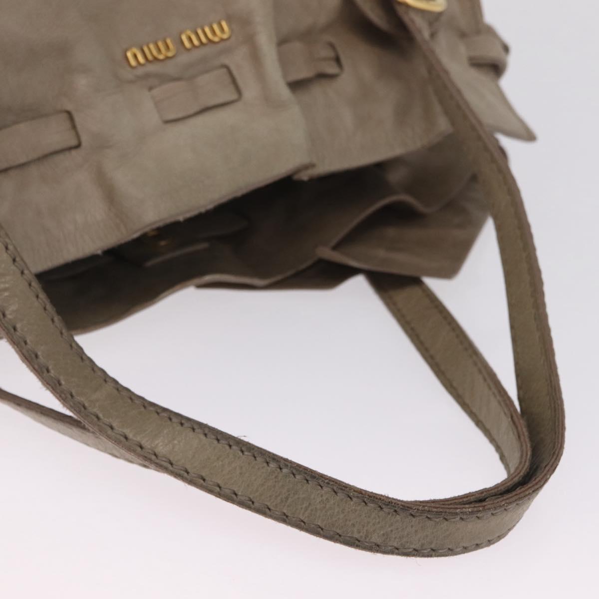Miu Miu Tote Bag Vitellolux Beige Gold Auth 210240V