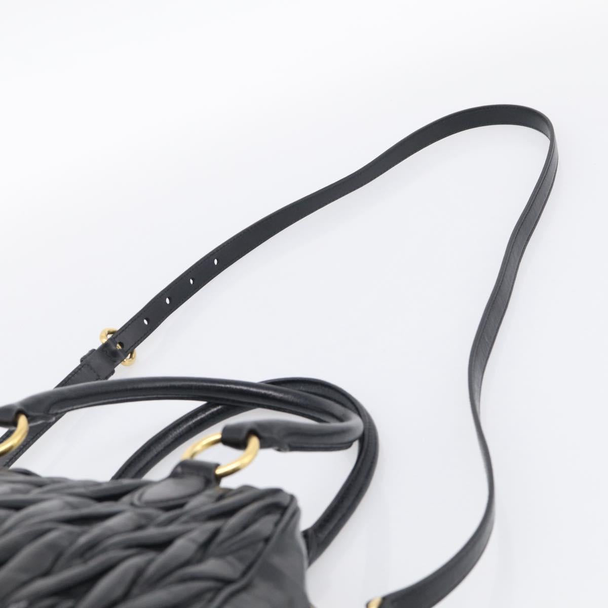 Miu Miu Matelasse Hand Bag Vitellolux 2way Black Gold Auth 210242SAM