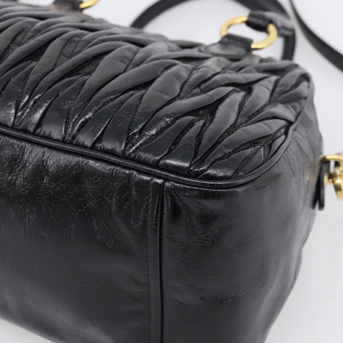 Miu Miu Matelasse Hand Bag Vitellolux 2way Black Gold Auth 210242SAM