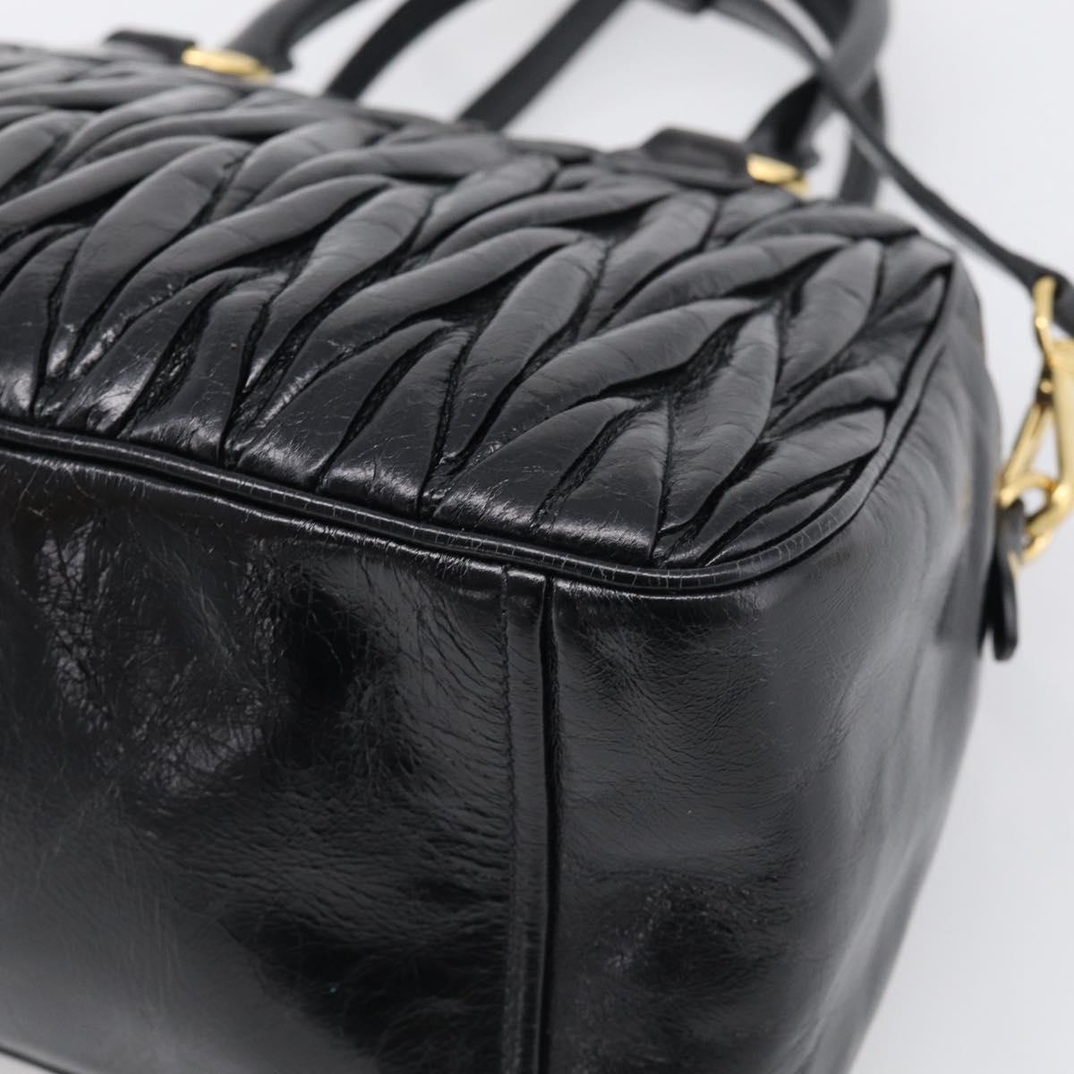Miu Miu Matelasse Hand Bag Vitellolux 2way Black Gold Auth 210242SAM