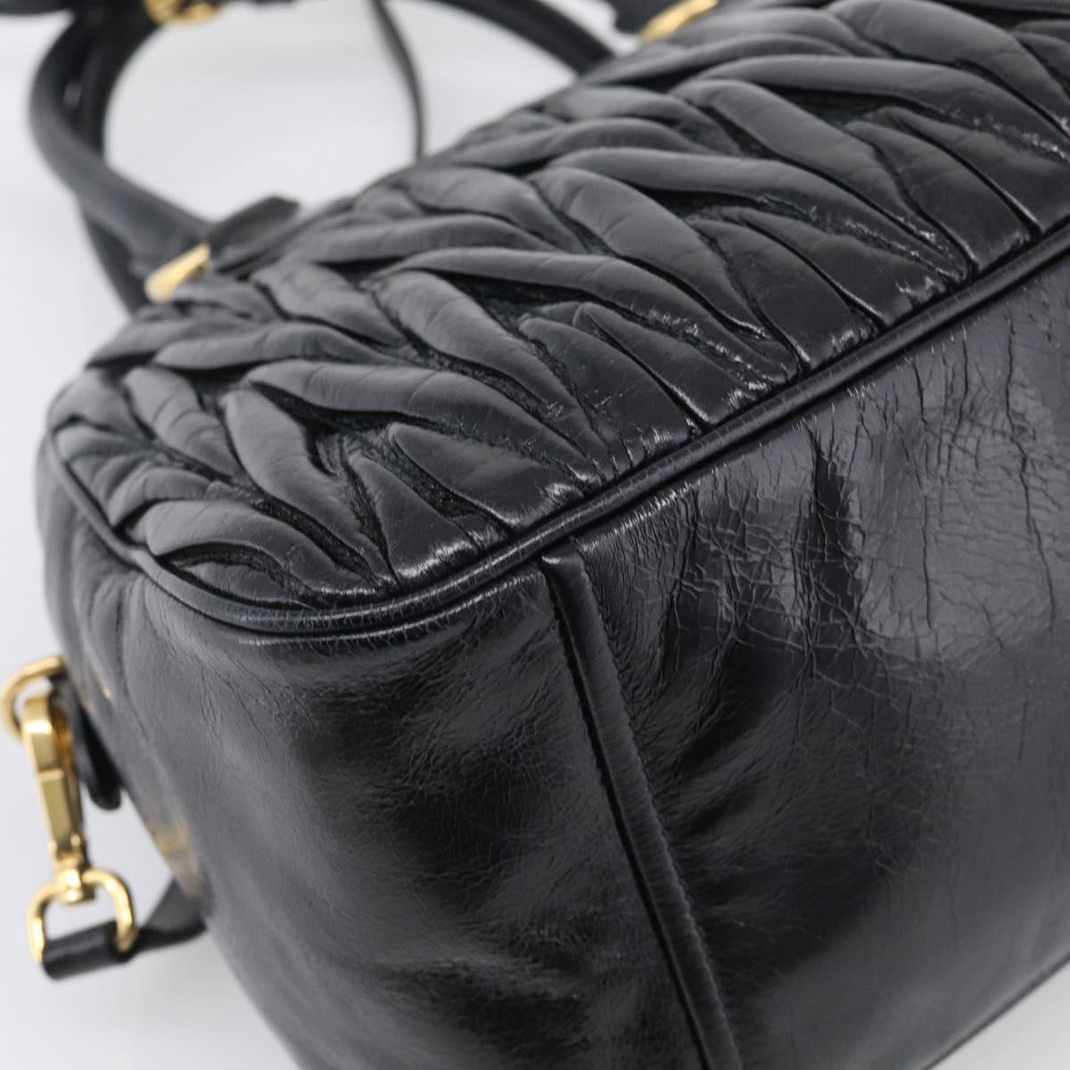Miu Miu Matelasse Hand Bag Vitellolux 2way Black Gold Auth 210242SAM