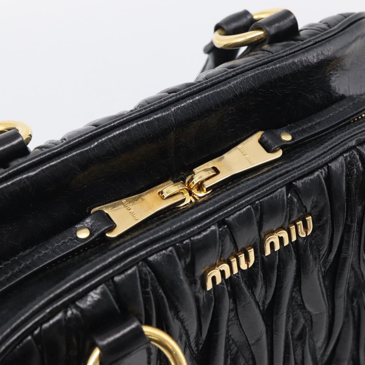 Miu Miu Matelasse Hand Bag Vitellolux 2way Black Gold Auth 210242SAM