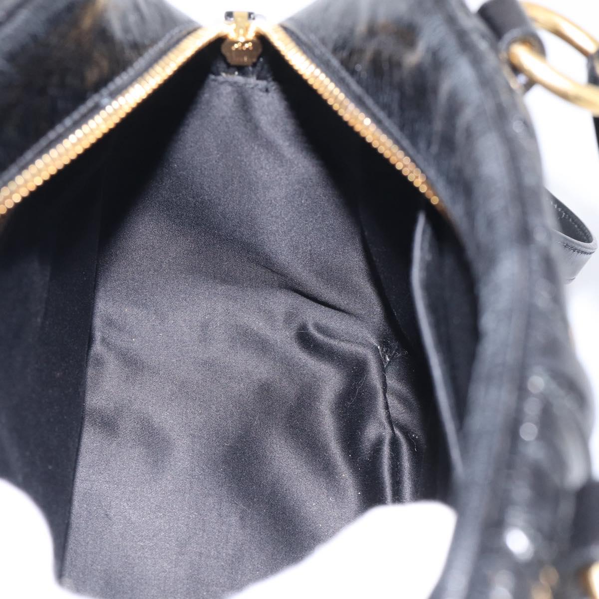 Miu Miu Matelasse Hand Bag Vitellolux 2way Black Gold Auth 210242SAM