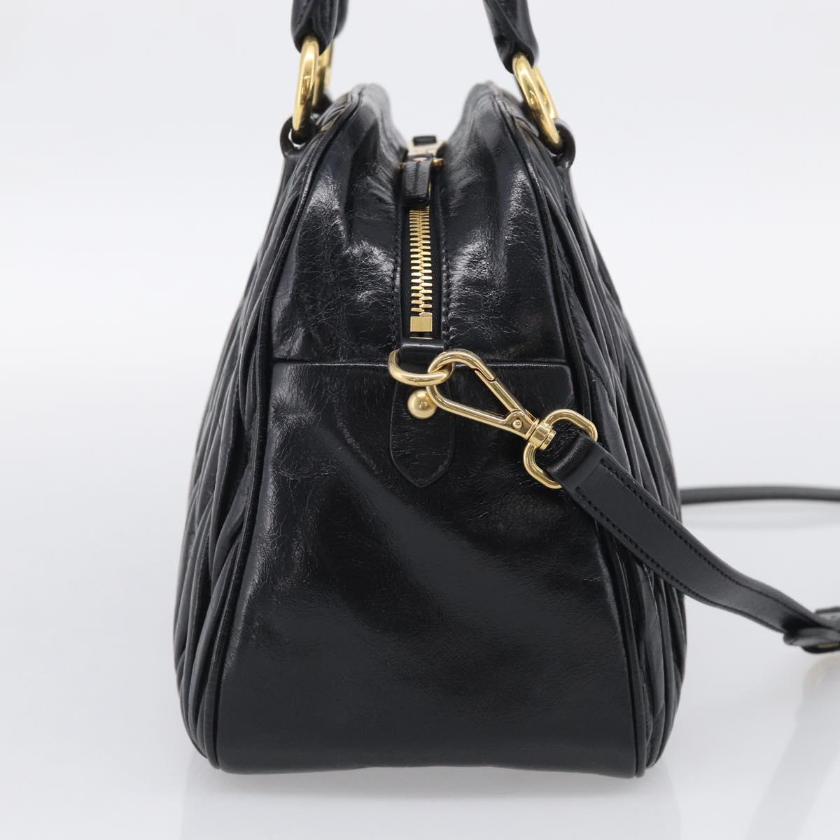 Miu Miu Matelasse Hand Bag Vitellolux 2way Black Gold Auth 210242SAM