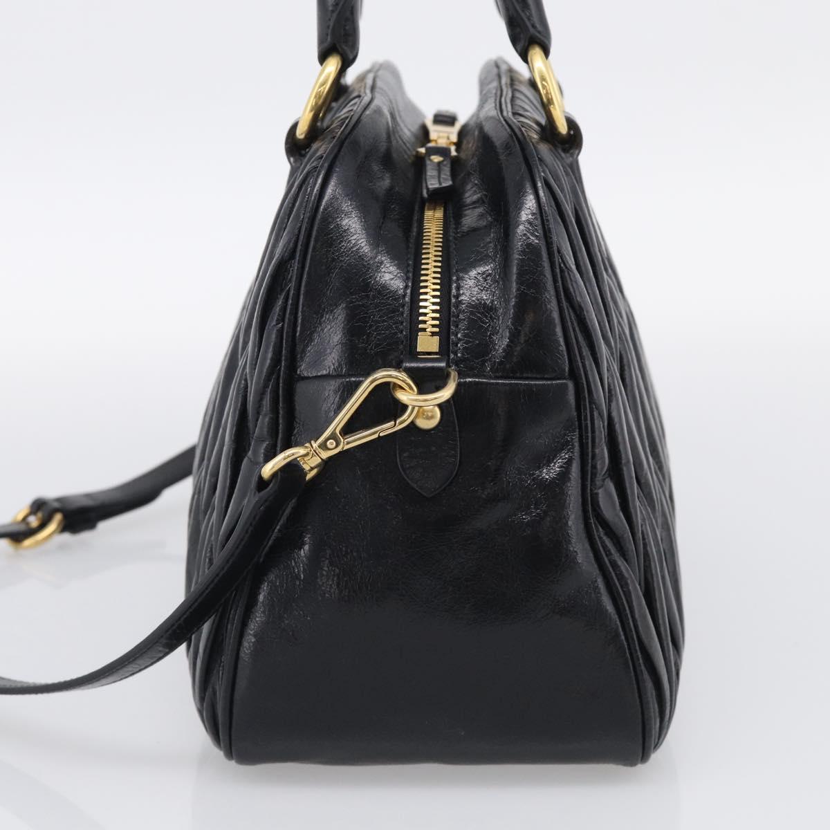 Miu Miu Matelasse Hand Bag Vitellolux 2way Black Gold Auth 210242SAM