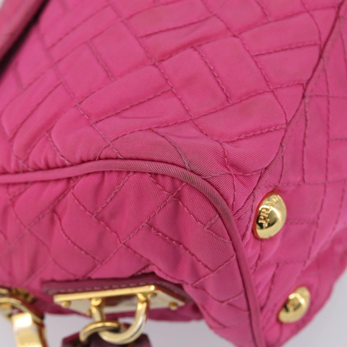 PRADA Chain Shoulder Bag Nylon Pink Gold Auth 210244