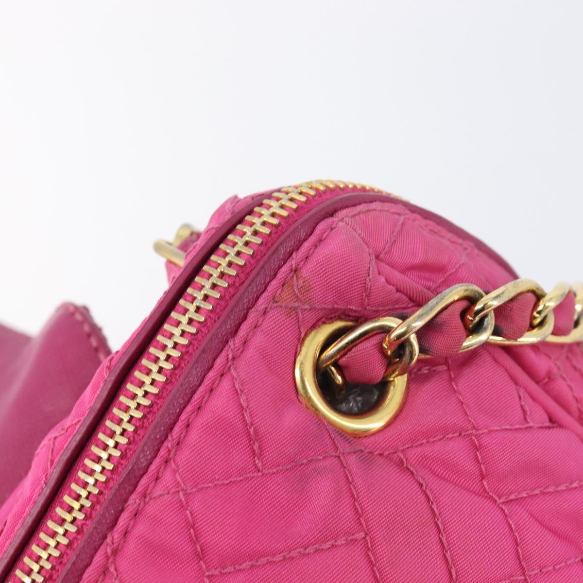 PRADA Chain Shoulder Bag Nylon Pink Gold Auth 210244