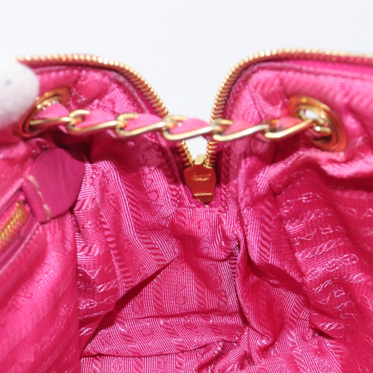PRADA Chain Shoulder Bag Nylon Pink Gold Auth 210244