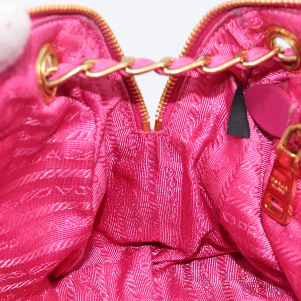PRADA Chain Shoulder Bag Nylon Pink Gold Auth 210244