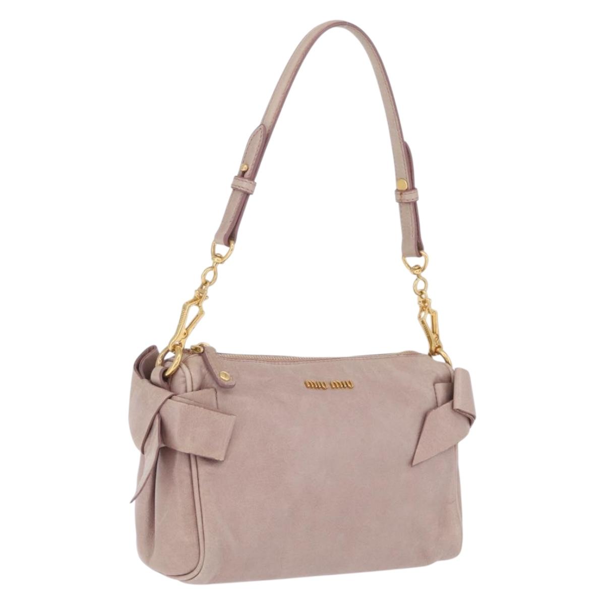 Miu Miu Shoulder Bag Vitellolux Pink Gold Auth 210245A