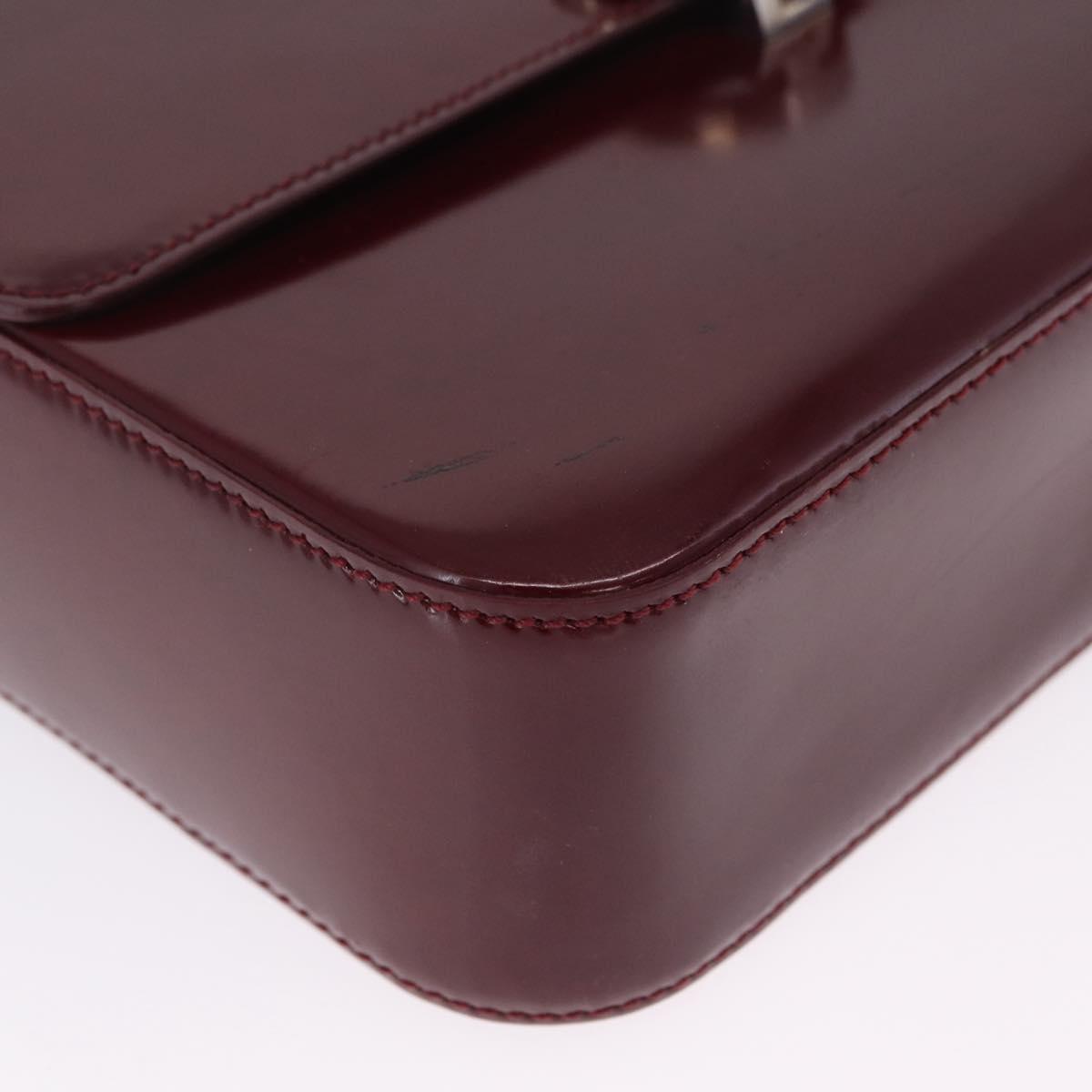 Cartier PANTHERE Shoulder Bag Leather Bordeaux Silver Auth 210248A