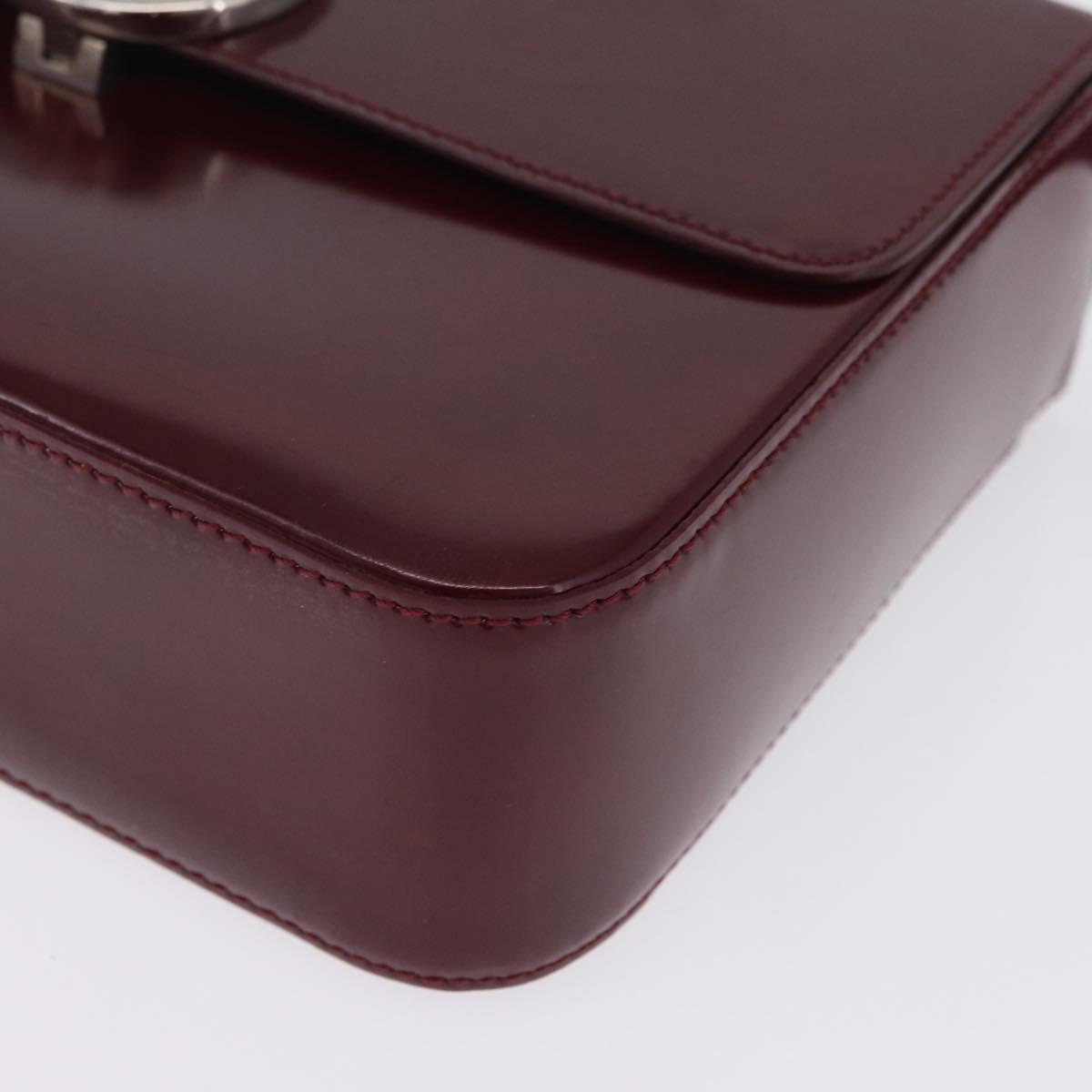 Cartier PANTHERE Shoulder Bag Leather Bordeaux Silver Auth 210248A