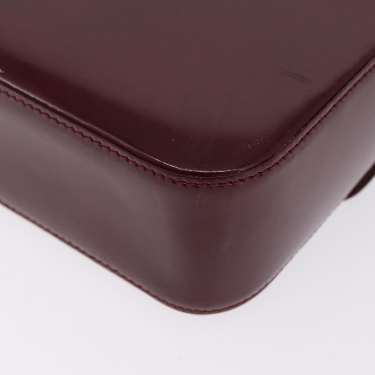Cartier PANTHERE Shoulder Bag Leather Bordeaux Silver Auth 210248A