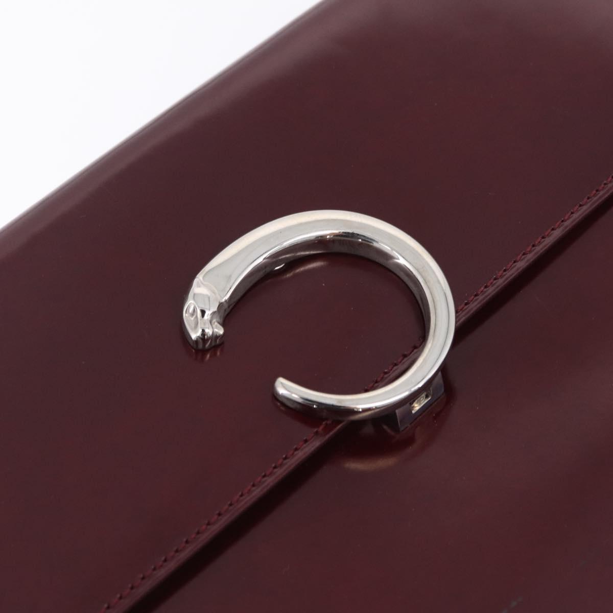 Cartier PANTHERE Shoulder Bag Leather Bordeaux Silver Auth 210248A