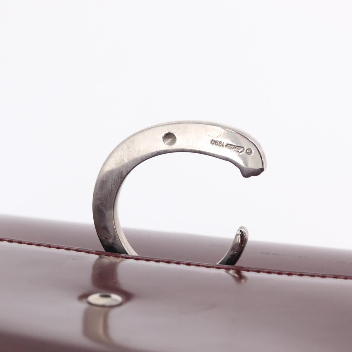 Cartier PANTHERE Shoulder Bag Leather Bordeaux Silver Auth 210248A