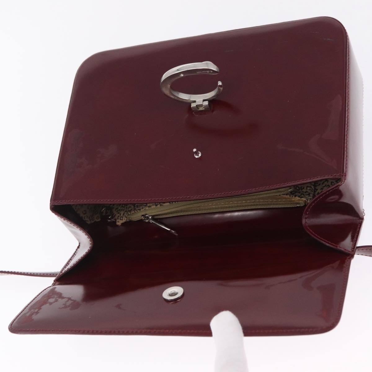 Cartier PANTHERE Shoulder Bag Leather Bordeaux Silver Auth 210248A