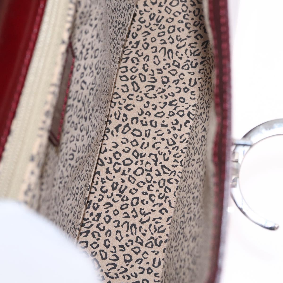 Cartier PANTHERE Shoulder Bag Leather Bordeaux Silver Auth 210248A