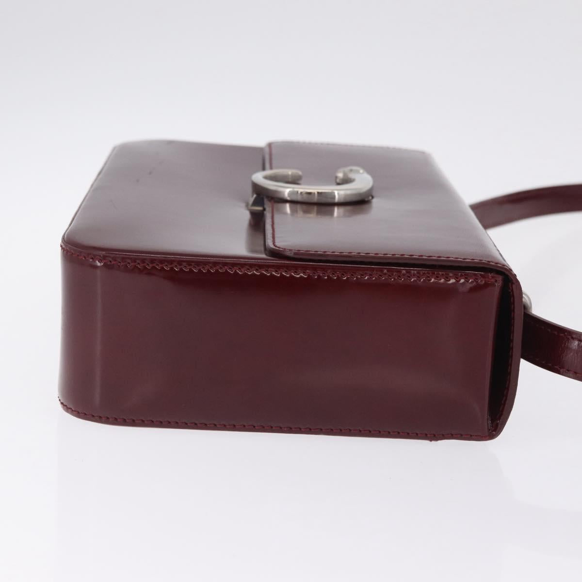 Cartier PANTHERE Shoulder Bag Leather Bordeaux Silver Auth 210248A