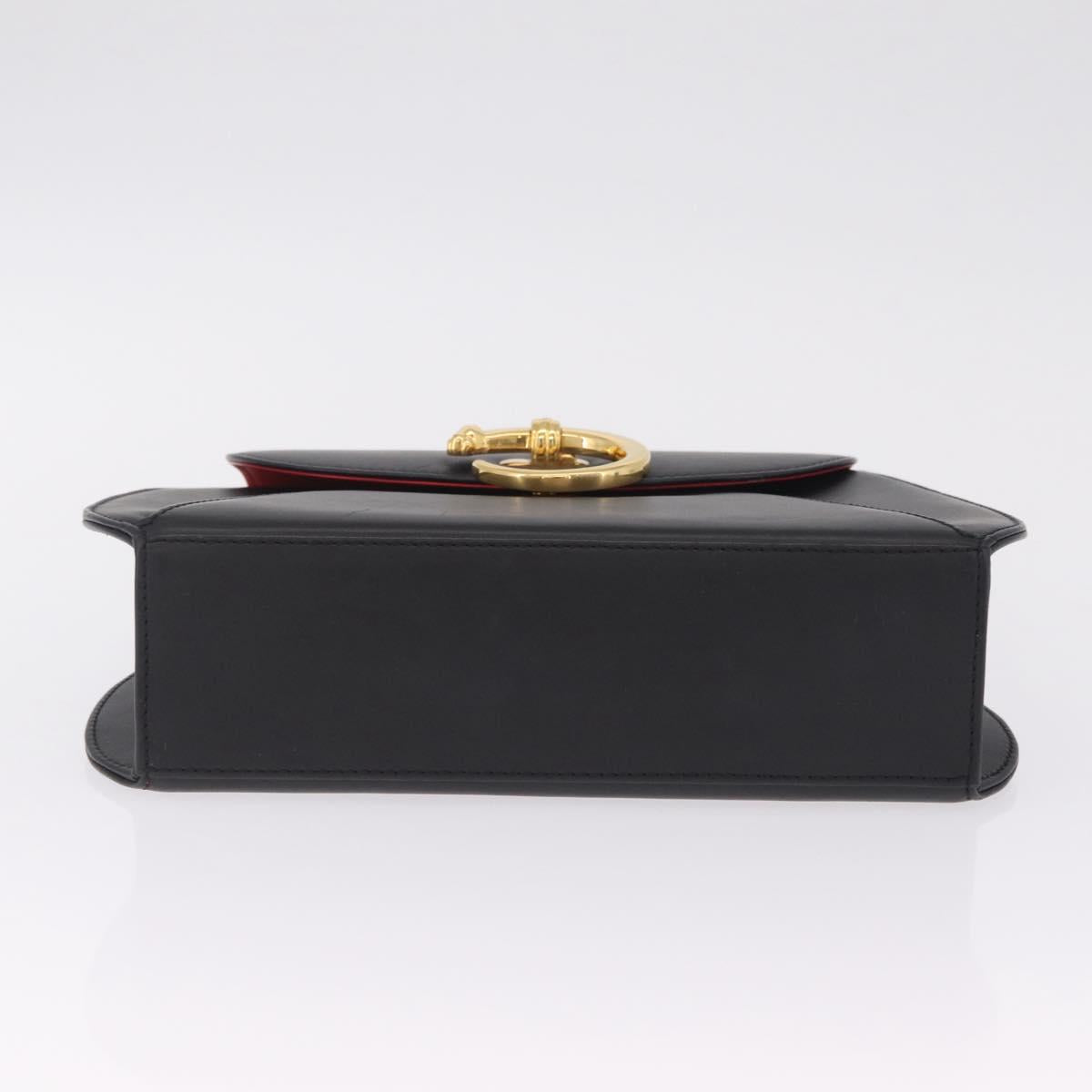 Cartier PANTHERE Shoulder Bag Leather Black Gold Auth 210249A
