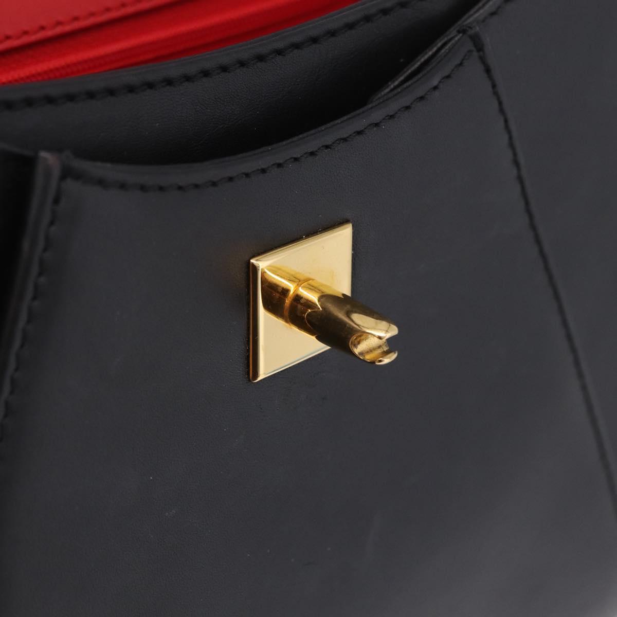 Cartier PANTHERE Shoulder Bag Leather Black Gold Auth 210249A