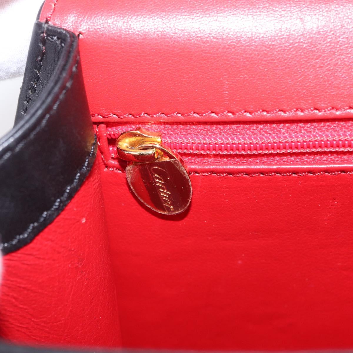 Cartier PANTHERE Shoulder Bag Leather Black Gold Auth 210249A