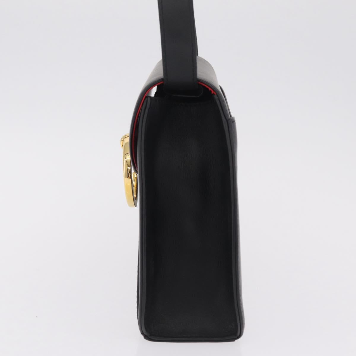 Cartier PANTHERE Shoulder Bag Leather Black Gold Auth 210249A