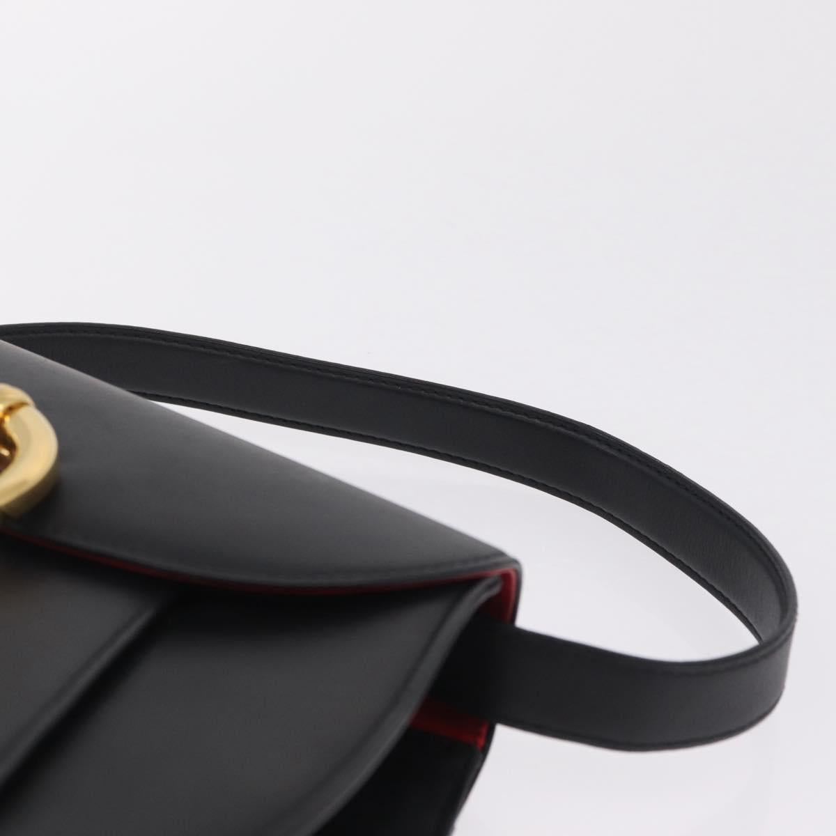 Cartier PANTHERE Shoulder Bag Leather Black Gold Auth 210249A