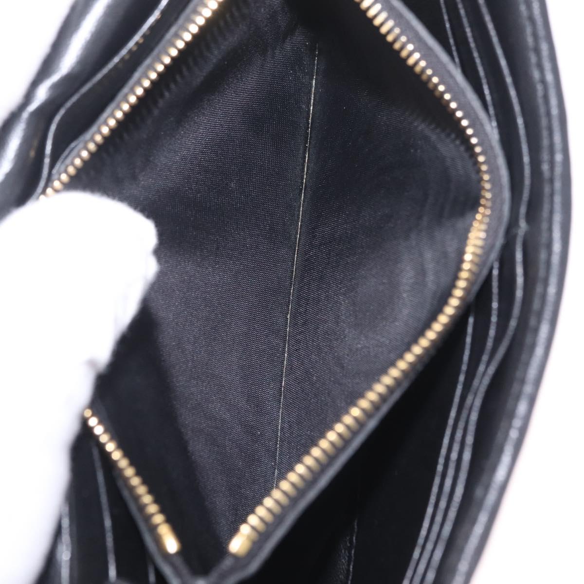 Miu Miu Matelasse Chain Wallet Leather Black Gold Auth 210251V