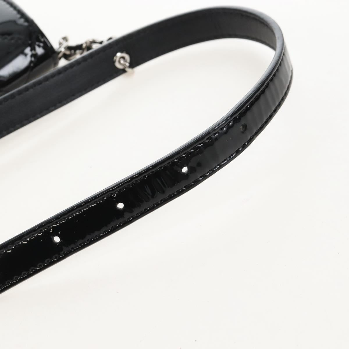 CHANEL Belt Bag Patent Leather Black Silver CC Auth 210255SM