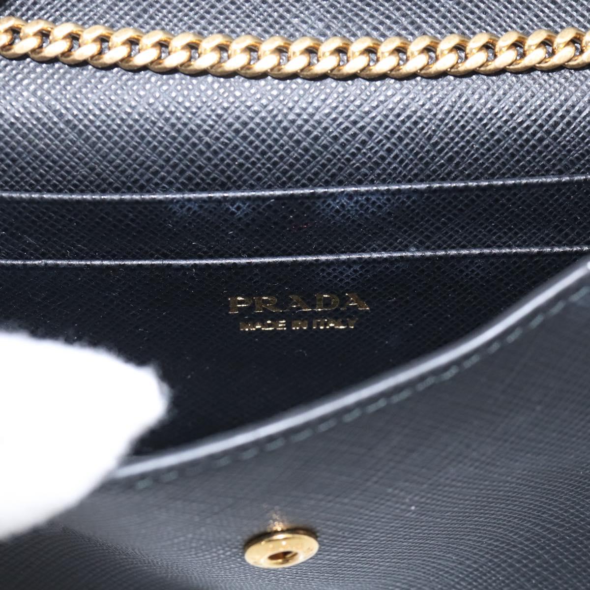 PRADA Chain Shoulder Bag Safiano Leather Black Gold Auth 210257V