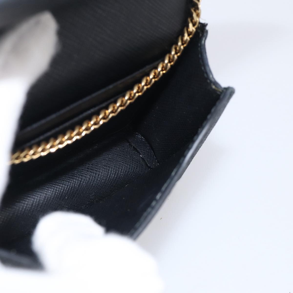 PRADA Chain Shoulder Bag Safiano Leather Black Gold Auth 210257V
