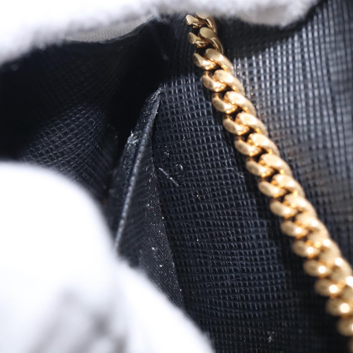 PRADA Chain Shoulder Bag Safiano Leather Black Gold Auth 210257V