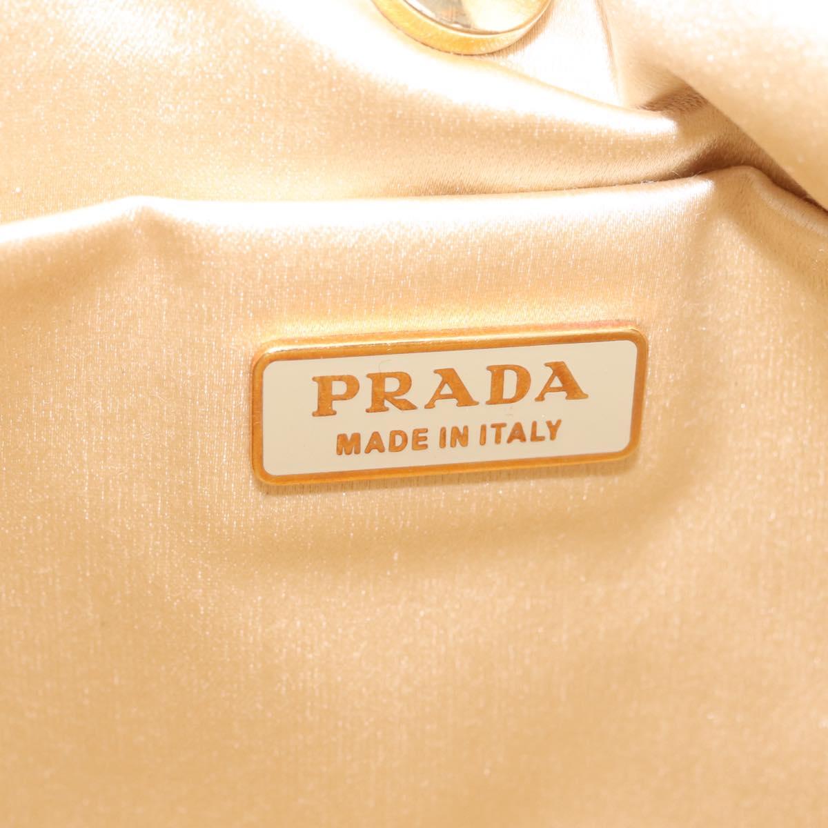 PRADA Chain Shoulder Bag Nylon Yellow Gold Auth 210258V