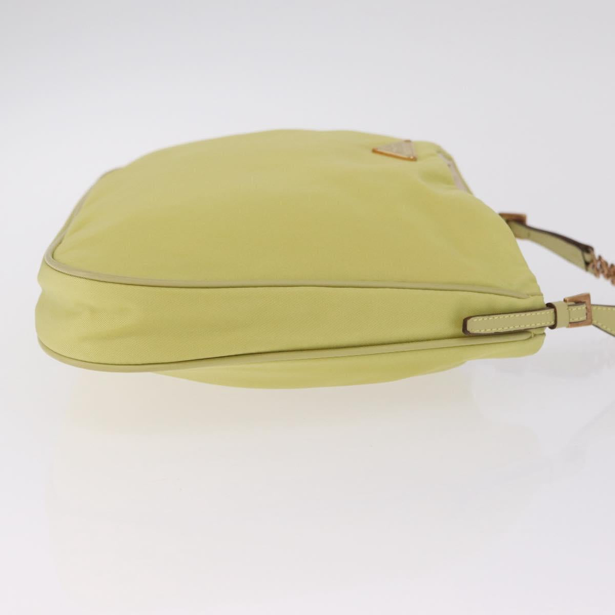 PRADA Chain Shoulder Bag Nylon Yellow Gold Auth 210258V