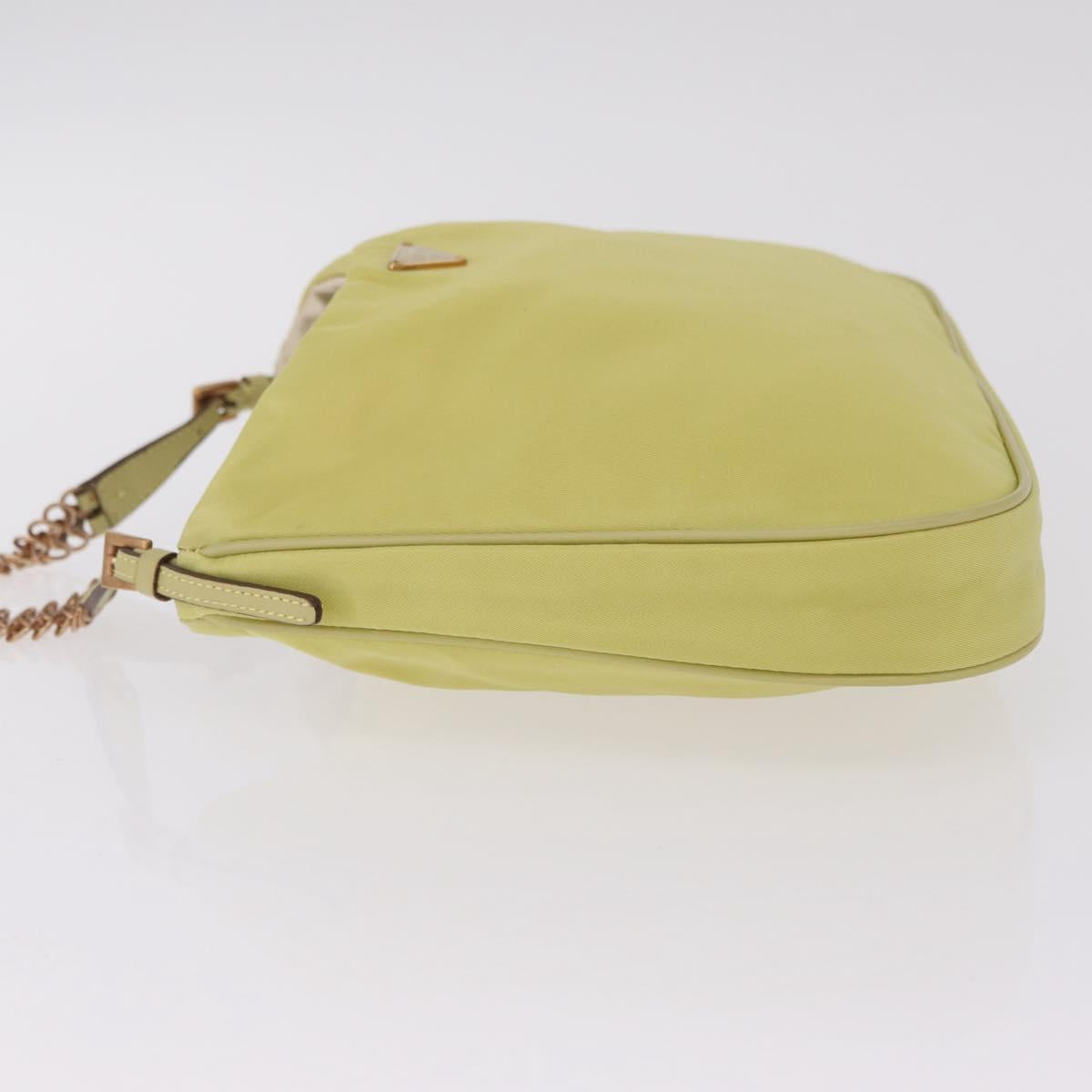 PRADA Chain Shoulder Bag Nylon Yellow Gold Auth 210258V
