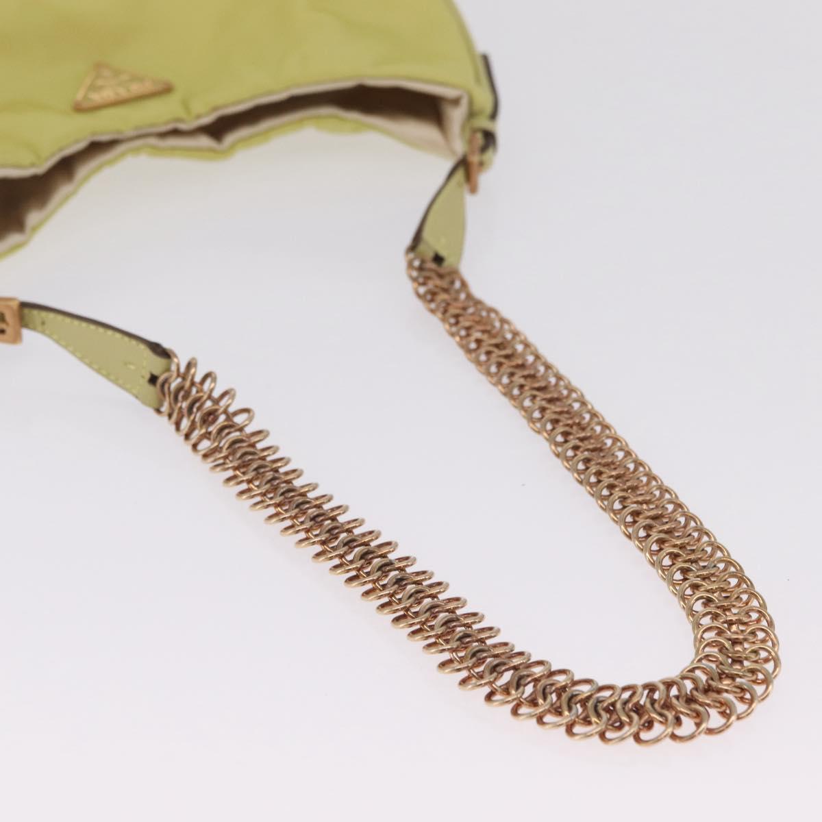 PRADA Chain Shoulder Bag Nylon Yellow Gold Auth 210258V