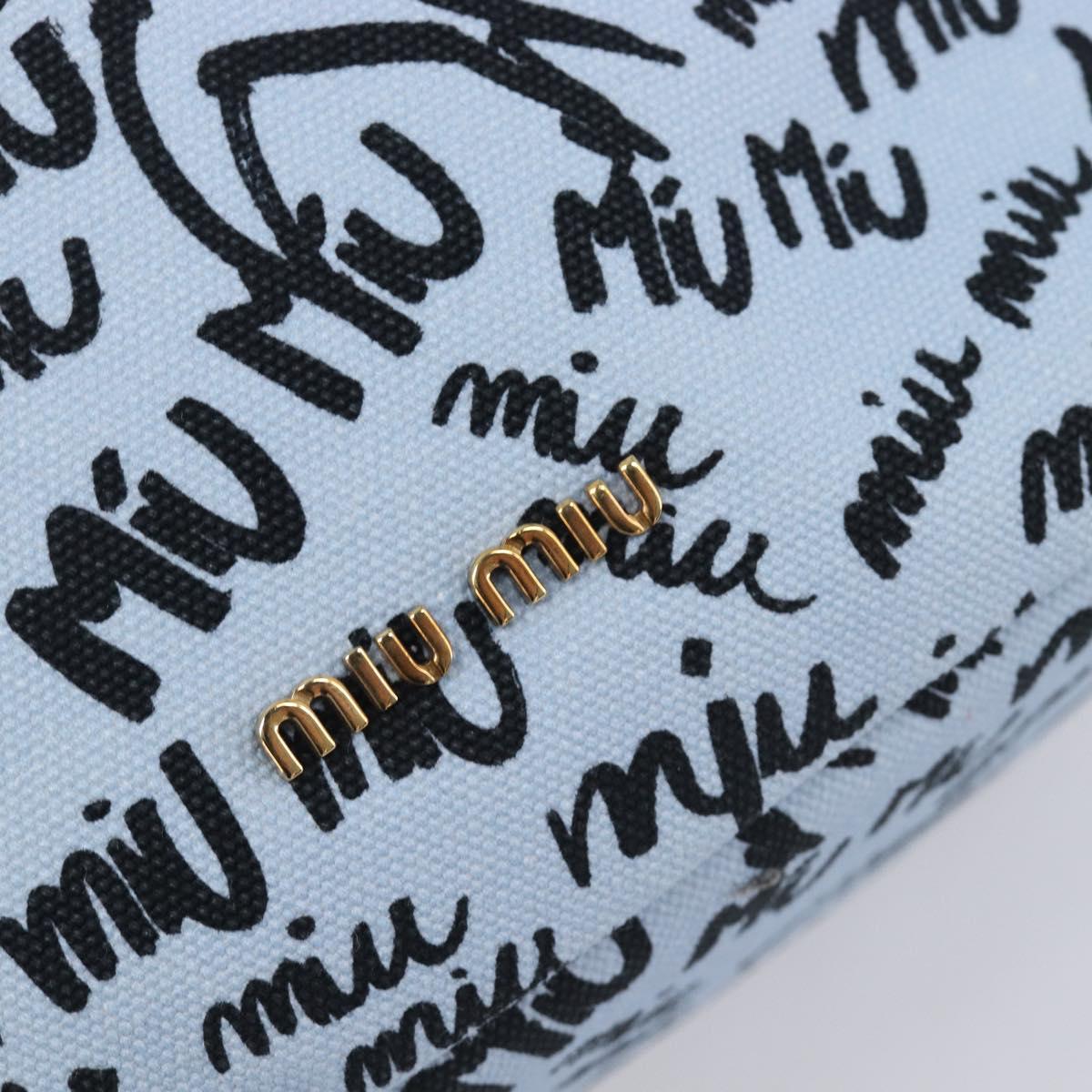 Miu Miu Purse Hand Bag Canvas Blue Gold Auth 210259M