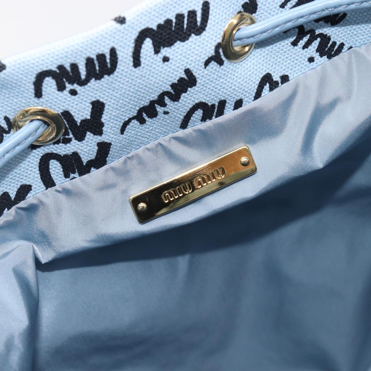 Miu Miu Purse Hand Bag Canvas Blue Gold Auth 210259M
