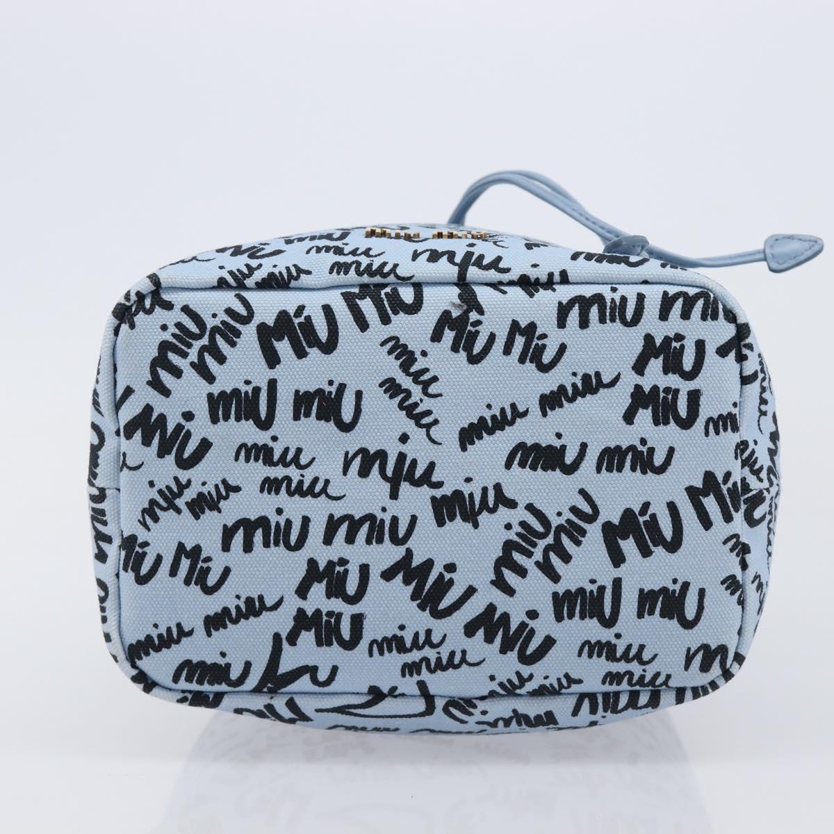 Miu Miu Purse Hand Bag Canvas Blue Gold Auth 210259M