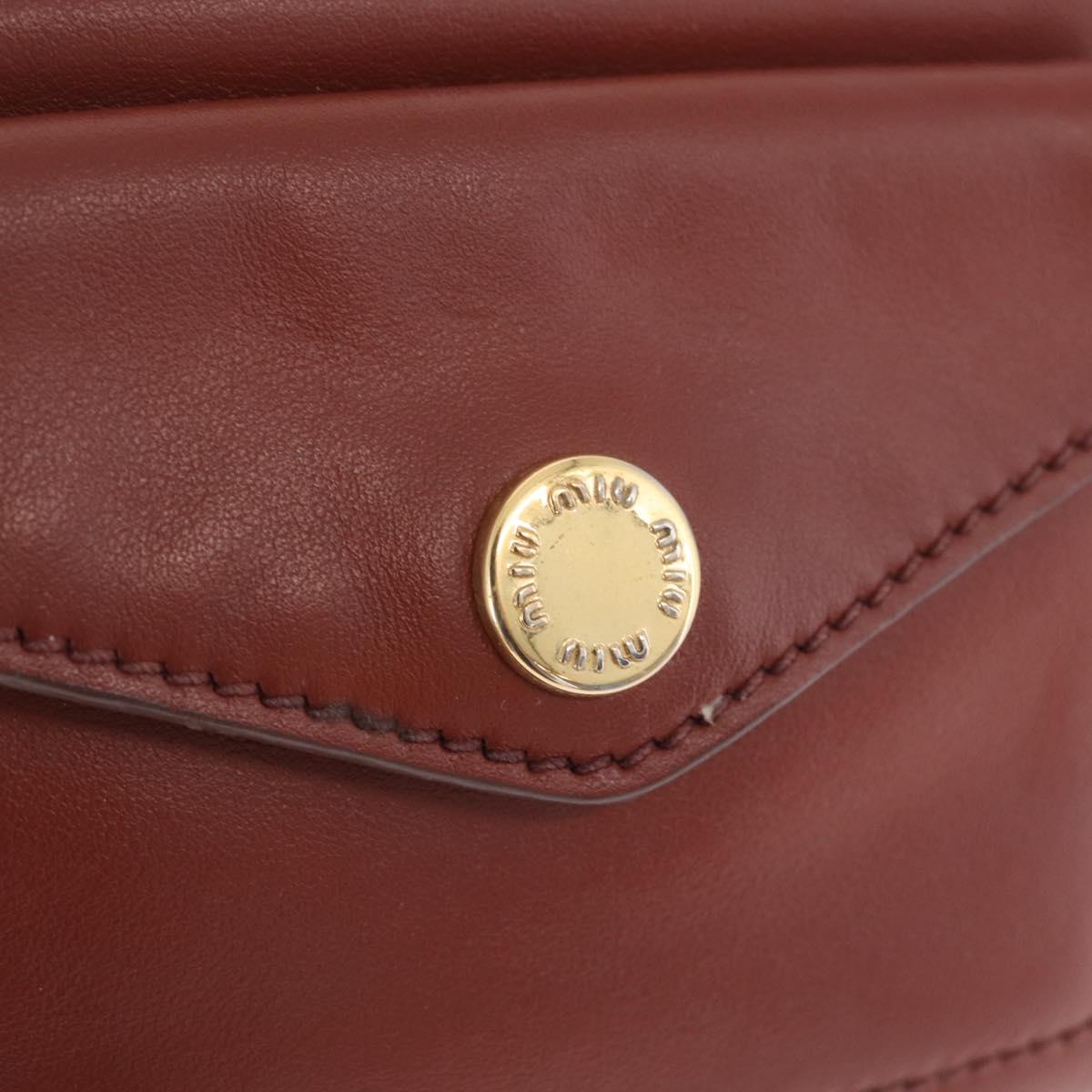 Miu Miu Chain Shoulder Bag Leather Brown Gold Auth 210262A