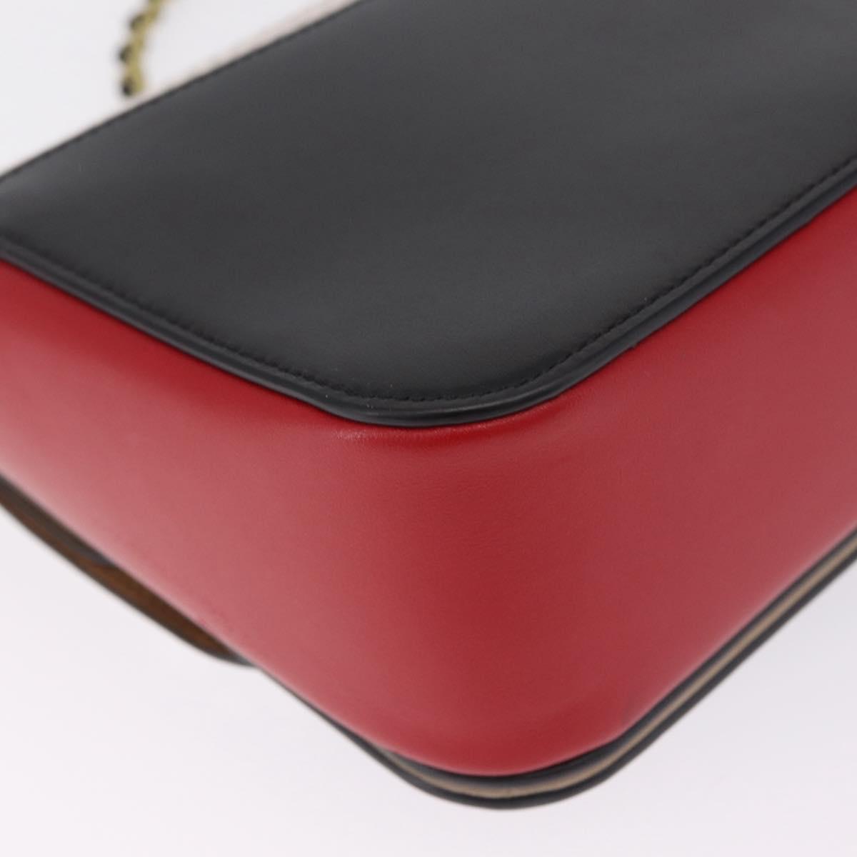 Coach Mickey Chain Shoulder Bag Leather Red Gold Auth 210264V