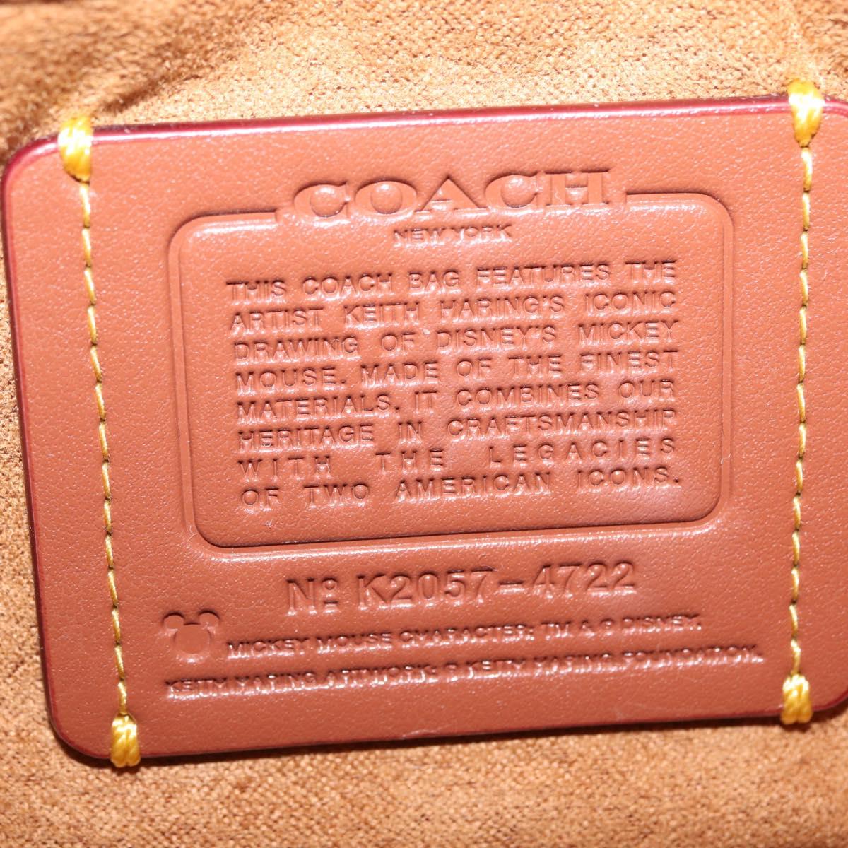 Coach Mickey Chain Shoulder Bag Leather Red Gold Auth 210264V