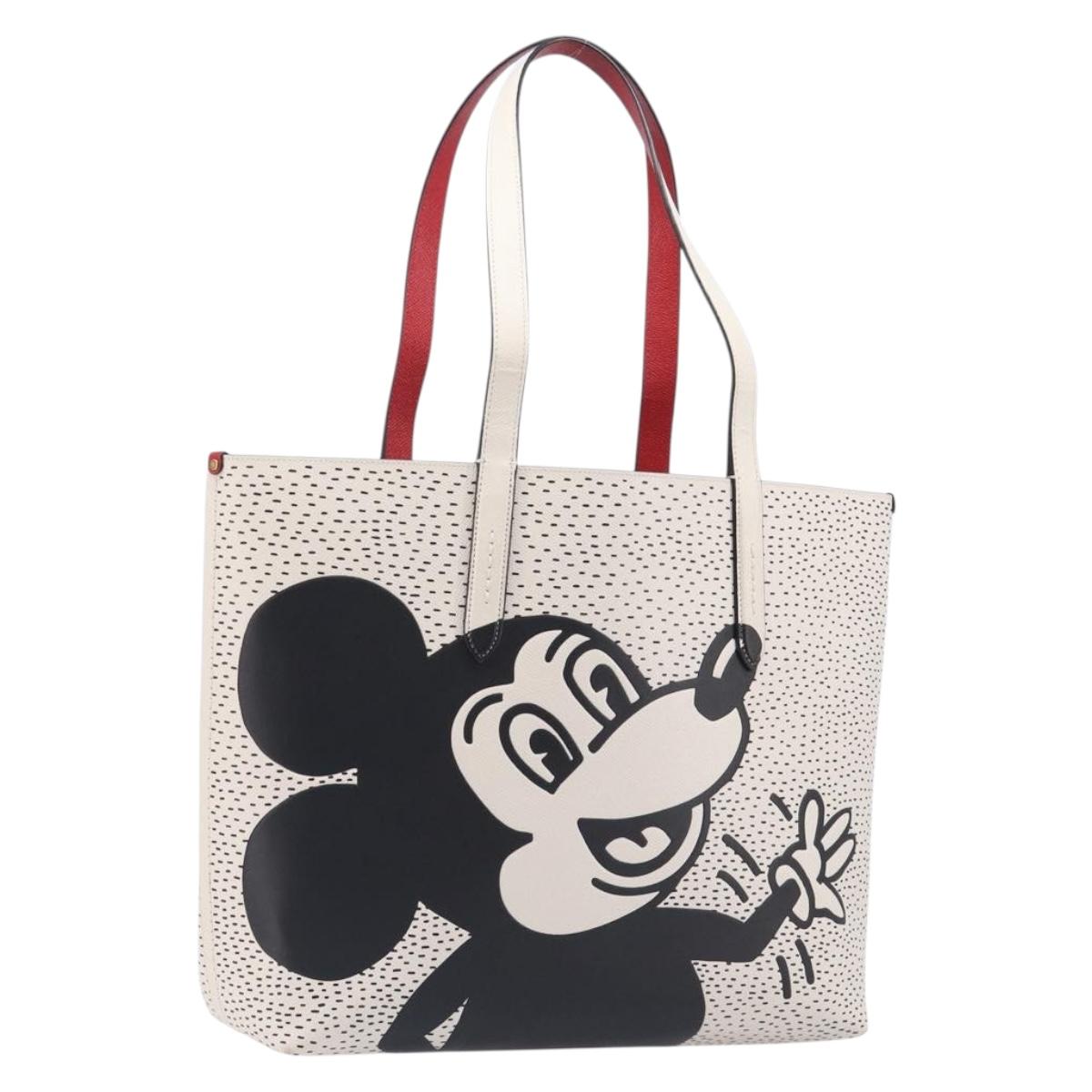 Coach Mickey Tote Bag Leather White Auth 210265V