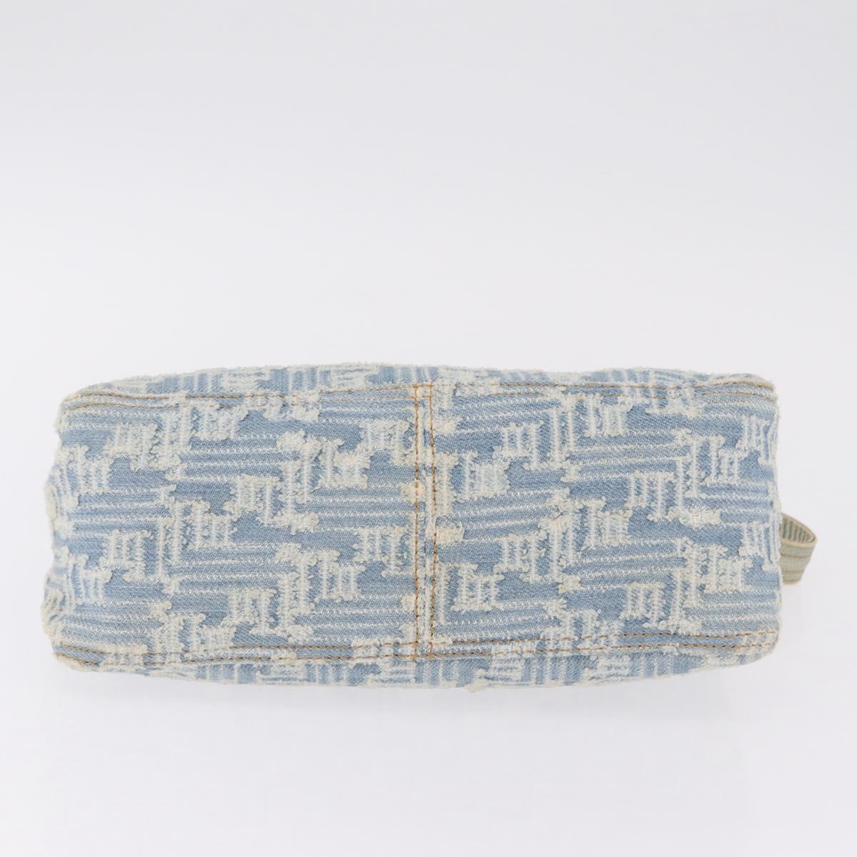 FENDI Zucca Canvas Shoulder Bag Canvas Light Blue Gold Auth 210274