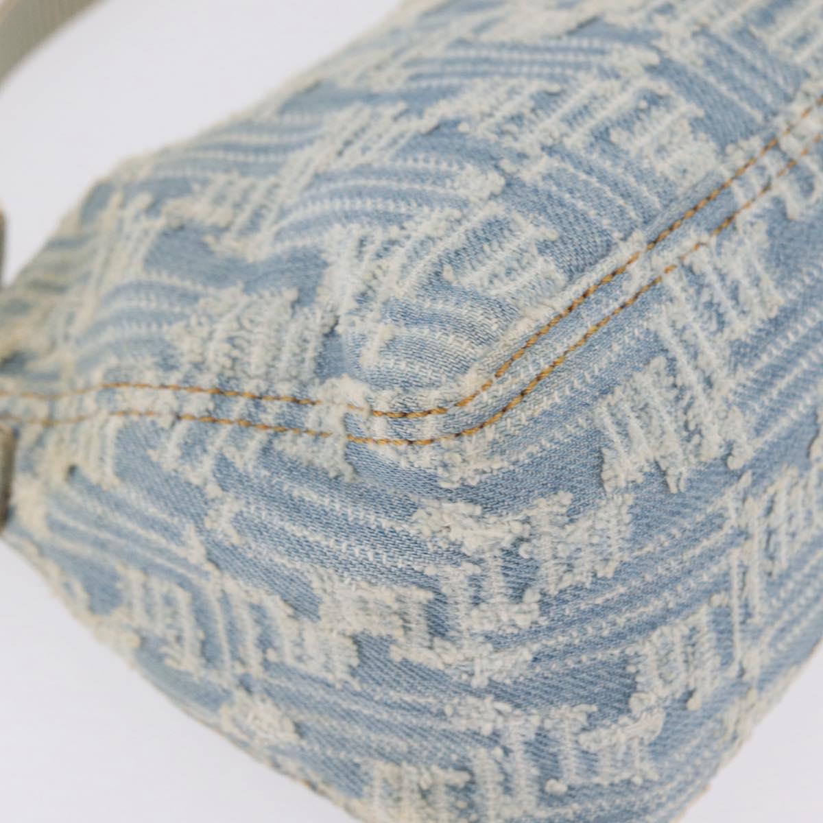 FENDI Zucca Canvas Shoulder Bag Canvas Light Blue Gold Auth 210274