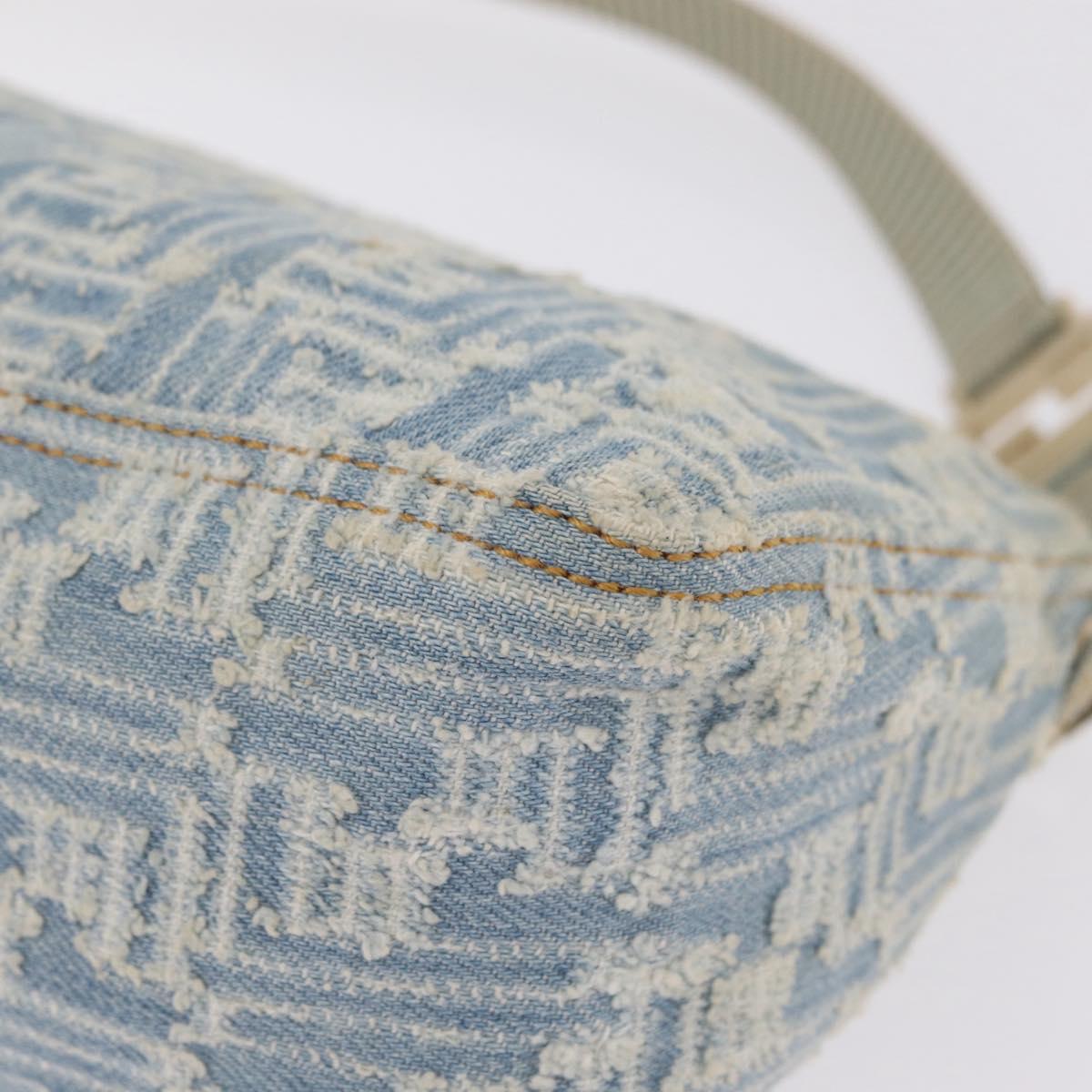 FENDI Zucca Canvas Shoulder Bag Canvas Light Blue Gold Auth 210274