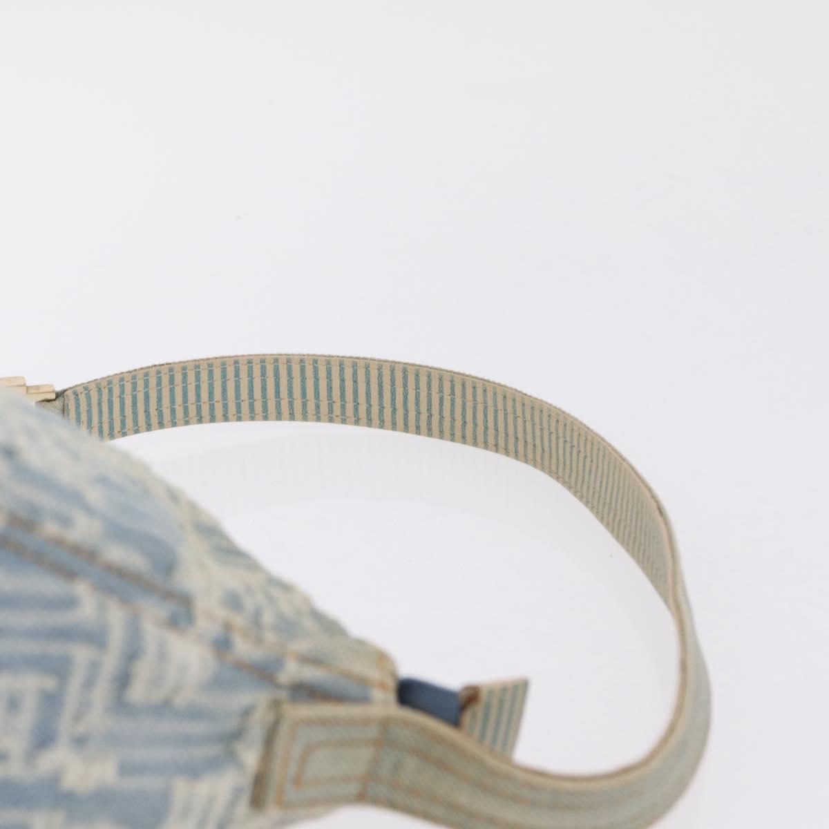 FENDI Zucca Canvas Shoulder Bag Canvas Light Blue Gold Auth 210274