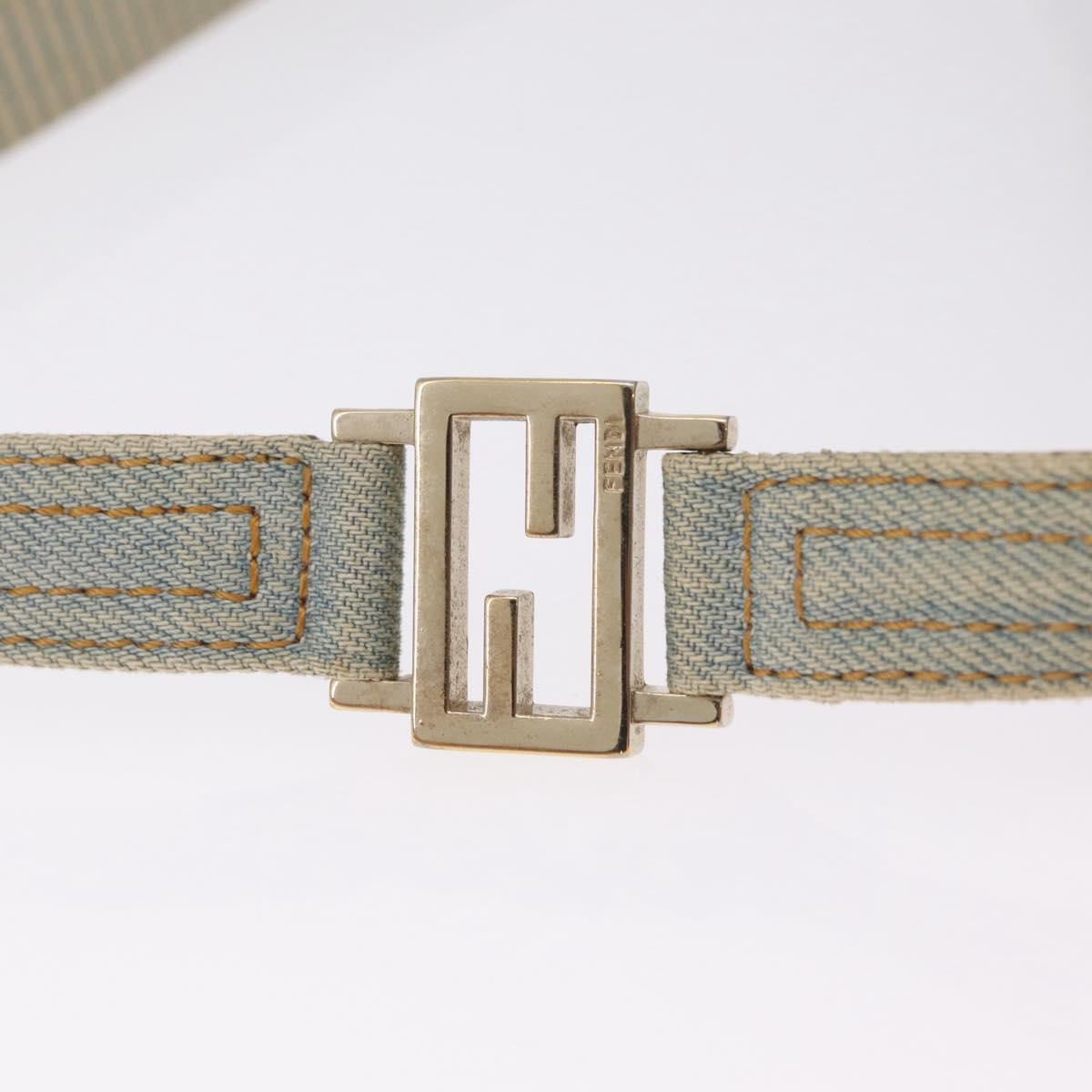 FENDI Zucca Canvas Shoulder Bag Canvas Light Blue Gold Auth 210274