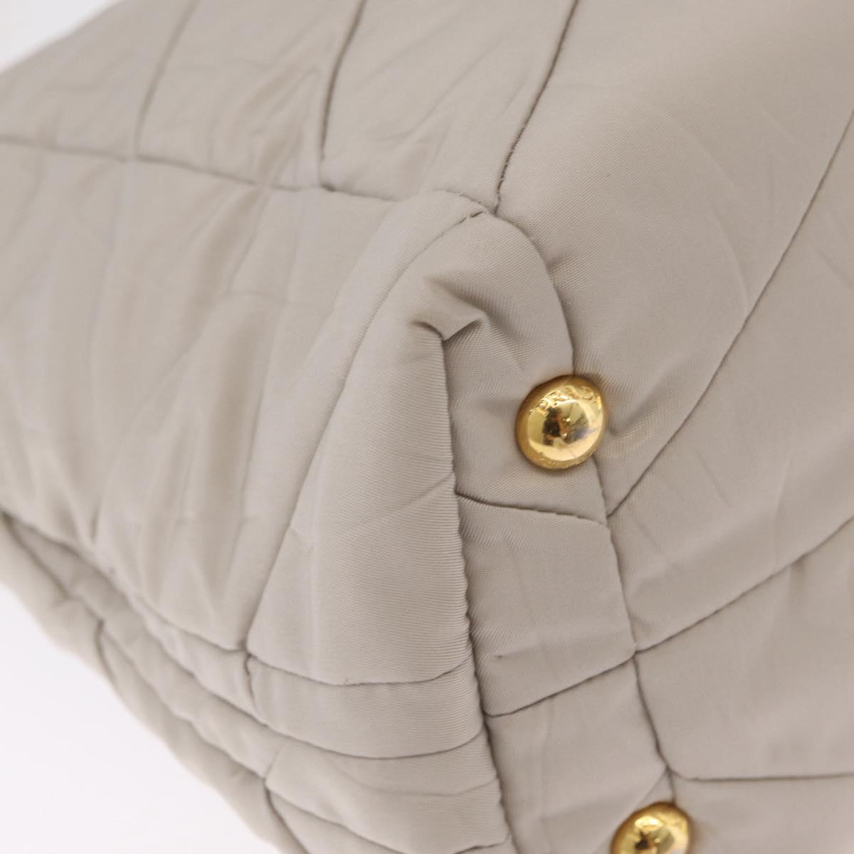 PRADA Chain Tote Bag Nylon Ivory Gold Auth 210277V