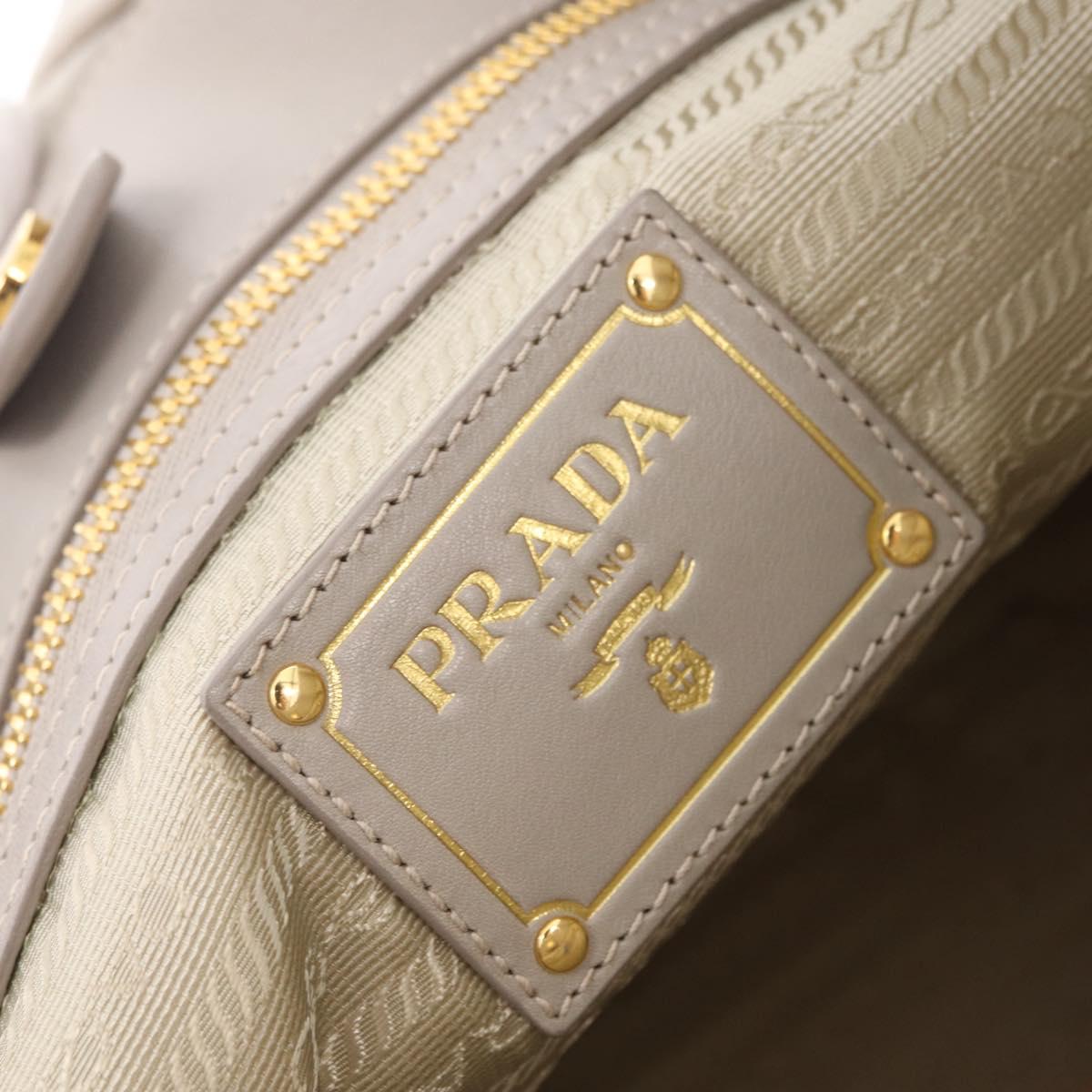 PRADA Chain Tote Bag Nylon Ivory Gold Auth 210277V
